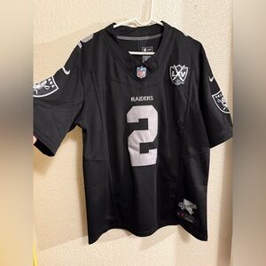 Nike Black and Silver Raiders Jersey